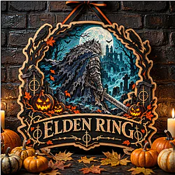 Blaidd the Half-Wolf Halloween LA0910 Elden Ring Wooden Door Sign