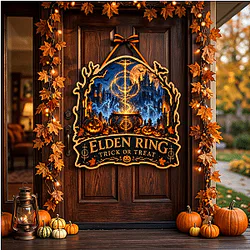 Erdtree Cauldron Halloween LA0910 Elden Ring Wooden Door Sign