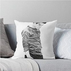 Elijah Wood Smoking Pencil Drawn Throw Pillow