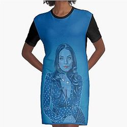 Elizabeth Gillies - Rhapsody Blue Graphic T Shirt Dress