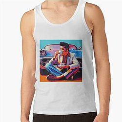 Elvis drinking tea in front of a car Tank Top RB0712