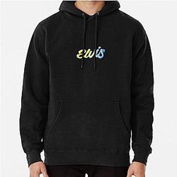 Graffiti Pastel Rainbow Elvis Name Label (Black) Pullover Hoodie RB0712