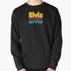 Rainbow Layers Elvis Name Label (Black) Pullover Sweatshirt RB0712