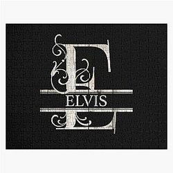 Elvis Name  Wood Style  Monogram Letter E The Elvis Name Gift For Elvis Jigsaw Puzzle RB0712
