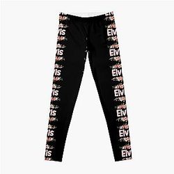 Flower Elvis Name Label (Black) Leggings RB0712