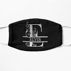 Elvis Name  Silver Metallic Style  Monogram Letter E The Elvis Name Gift For Elvis Flat Mask RB0712