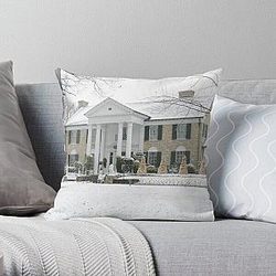 Elvis Presley Graceland in the Snow Throw Pillow