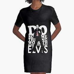 Cute Asian Woman elvis presley Graphic T-Shirt Dress