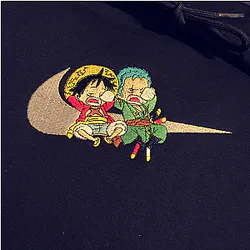 LIMITED ONE PIECE LUFFY AND ZORO ZOFFY X EMBROIDERED ANIME HOODIE