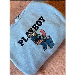 Stitch embroidered hoodie // unisex adult gift for her gifts for him cartoon character loungewear ES1401