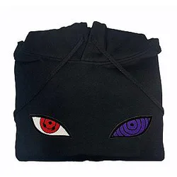 Embroidered Sharingan &amp; Rinnegan Eyes Anime Hoodie ES1401