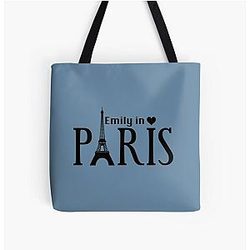 Emily in Paris Eiffel Tower Landmarks Word Art All Over Print Tote Bag