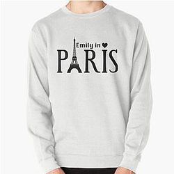 Emily in Paris Clip Art Eiffel Tower Landmarks Word Art Pullover Sweatshirt