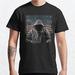 Eminem T-Shirts - Untouchable, T-Shirt, Eminem Revival Album, Word Cloud with Grunge American Flag Classic T-Shirt RB0704