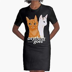Anything Goes Emma Chamberlain Merch Anything Goes Cats Graphic T-Shirt Dress
