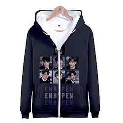 Korean Enhypen Jacket - 3D Print Streetwear Hip Hop Zipper Hooded Jackets