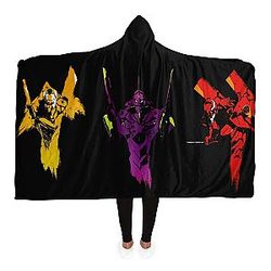 Evangelion Hooded Blankets - Unit-01 EVA 02 EVA 03 Hooded Blanket EVA Merch