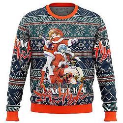 Evangelion Rei Asuka Neon Genesis Ugly Christmas Sweater