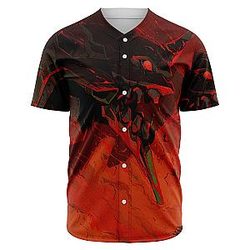 Evangelion Baseball Jersey - Red Black Nigh Baseball Jersey EVA Merch