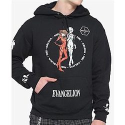 Evangelion Hoodies - Evangelion Rei &amp; Asuka Black Pullover Hoodie