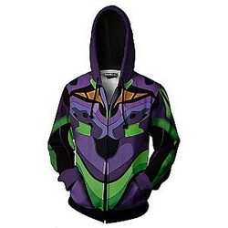 Evangelion Zipped Hoodies - Eva Cosplay Hoodie Zipper Jacket EVA Merch