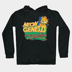 Evangelion Hoodies - Neon Genesis Evangelion Garfield Memes Hoodie