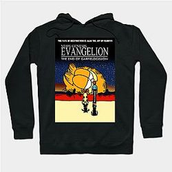 Evangelion Hoodies - Neon Genesis Evangelion Garfield Meme Hoodie