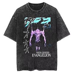 Anime Aesthetic PTTT3006 Washed  Evangelion T-Shirts