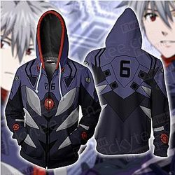 Evangelion Zipped Hoodies - Kaworu Nagisa 3D Zipper Hoodie