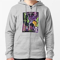 Evangelion Zipped Hoodies - Shinji Ikari With EVA-01 Zipper Hoodie