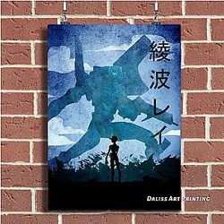 Evangelion Posters - Anime Rei Blue Evangelion Wall Art EVA Merch
