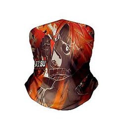 Fairy Tail Neck Gaiter - Natsu Dragneel Color Embossed Fire Neck Gaiter Bandanna Scarf IPW