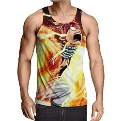 Fairy Tail Tank Tops - Fire Face Natsu     Tank Top IPW