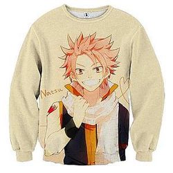 Fairy Tail Sweatshirts - Natsu Smiling White  Sweatshirt IPW