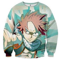 Fairy Tail Sweatshirts - Natsu Face Green Sweatshirt IPW