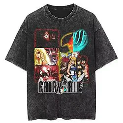 Anime Vintage PTTT710 Washed  Fairy Tail T-Shirts