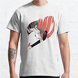 Fairy Tail T-Shirts - Erza Scarlet Fairy Tail Logo Classic T-Shirt RB0607