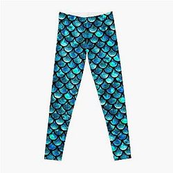 Fairy Tail Leggings - Mermaid Scales Turquoise Blue Leggings RB0607