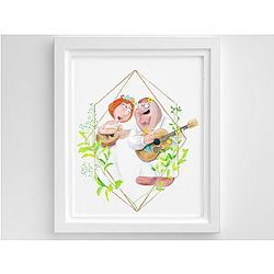 Family Guy Posters - Peter and Lois Stoned and Singing Geometric Floral Poster Unframe ET0508