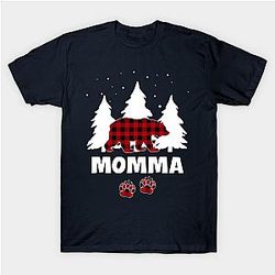 Momma Bear Buffalo Red Plaid Matching Family Christmas Classic T-shirt TP1002