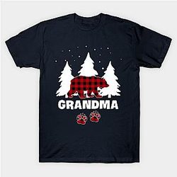 Grandma Bear Buffalo Red Plaid Matching Family Christmas Classic T-shirt TP1002
