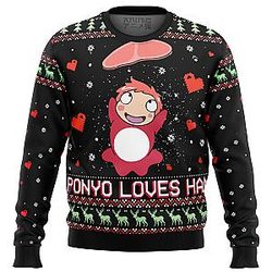 Ghibli Ponyo Loves Ham Ugly Christmas Sweater ANA2207
