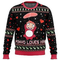 Studio Ghibli Ponyo Loves Ham Miyazaki Ugly Christmas Sweater ANA2207