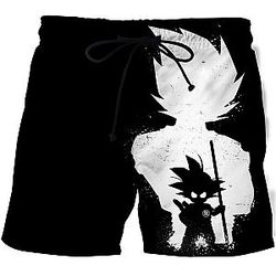 Dragon Ball Shorts For Him - Black And White Printing Anime Short Pants