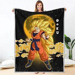 Dragon Ball Blankets - Dragon Ball Z Songoku Cloud Moon 3D Fleece Throw Blanket