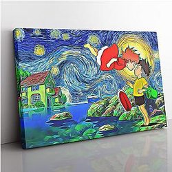 Ponyo Starry Night Studio Ghibli Canvas Print Wall Art ANA2207