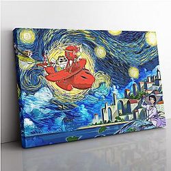 Porco Rosso Starry Night Studio Ghibli Canvas Print Wall Art ANA2207