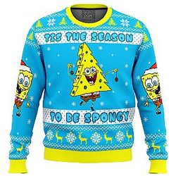 Nickelodeon Cartoons Tis The Season To be Spongy Ugly Christmas Sweater ANA2207