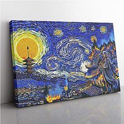 Village on Fire Gintama Starry Night Canvas Print Wall Art ANA2207