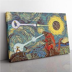 Epic Battle Dragonball Z Starry Night Canvas Print Wall Art ANA2207